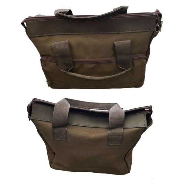 Canvas cartridge bag with leather trim